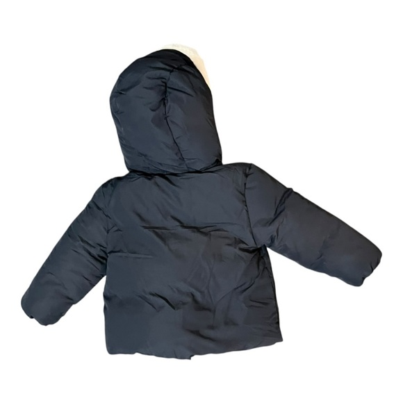 MNG Baby Coat Jacket Size 18-24 Months Navy Blue Cream Snap Front - Picture 2 of 5